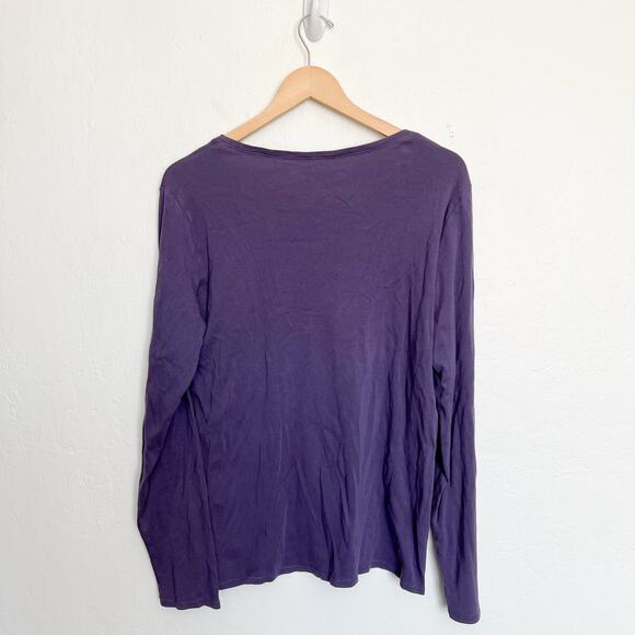 Eileen Fisher Shirt Top XL Purple Organic Cotton Round Neck Tee Long Sleeve - Picture 4 of 4